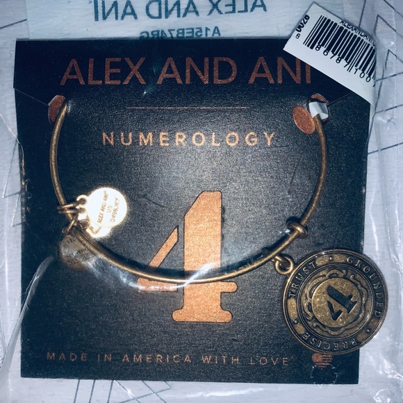 🆕“4” Numerology Bracelet - Alex and Ani - Gold - NEW - Four - Picture 2 of 4